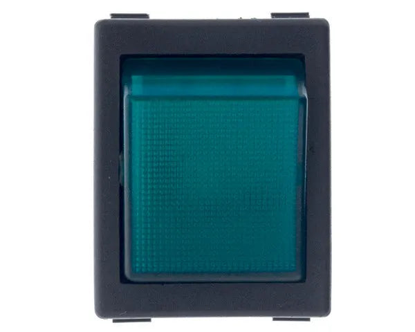 Interruttore bipolare verde 1 polo 25x31 mm.