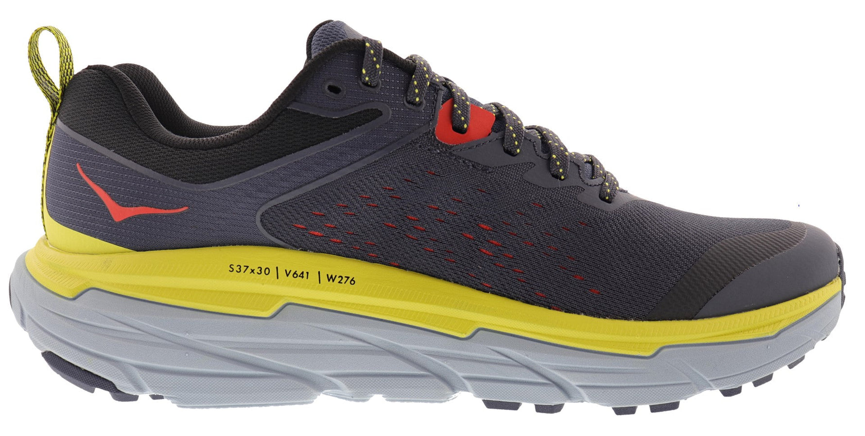 Hoka Challenger ATR 6 men's trail running shoe in outer space gray with yellow midsole