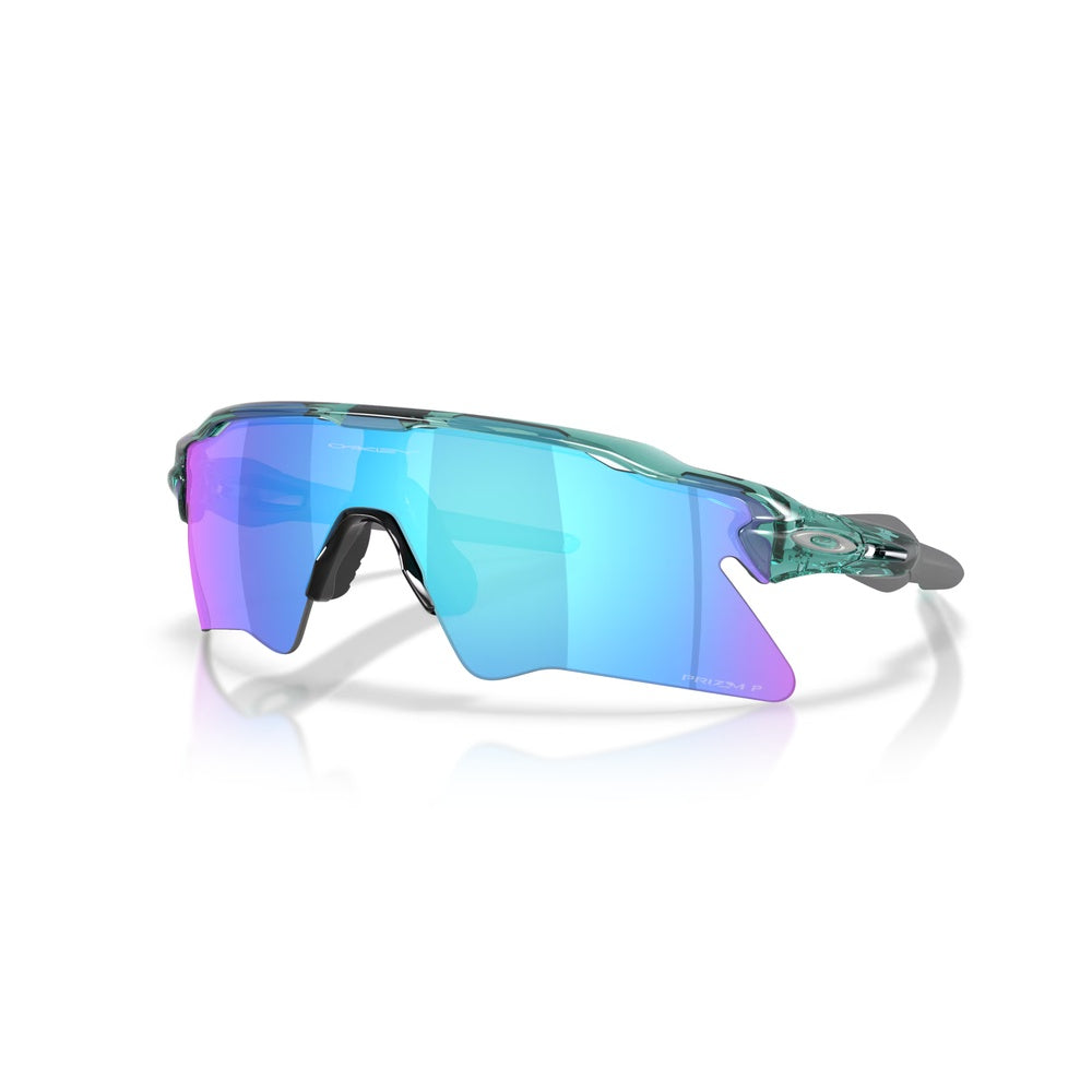 Oakley Radar EV Heater sunglasses with transparent pacific frame and Prizm sapphire polarized lenses