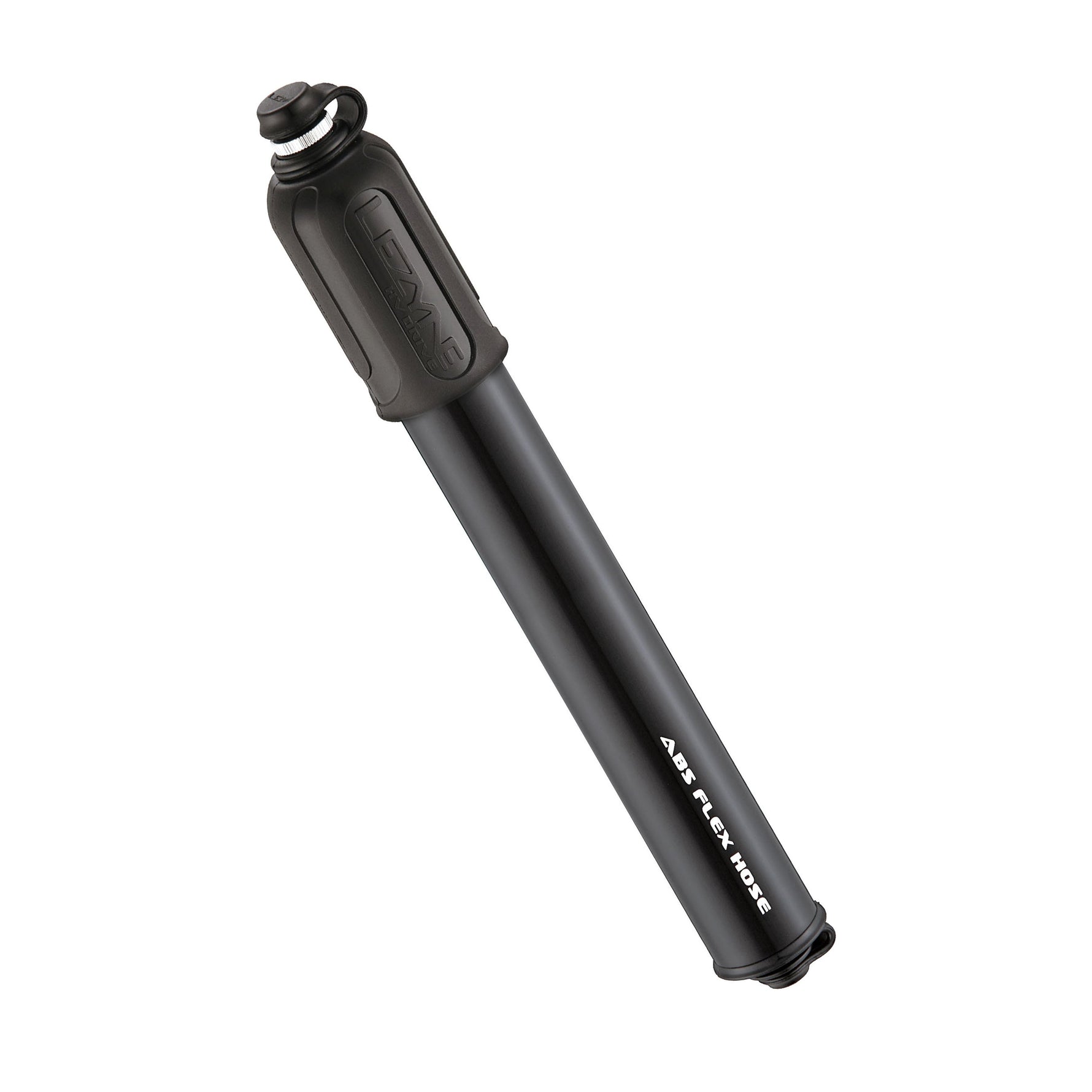 Lezyne HV Drive-S bicycle pump in gloss black finish on white background