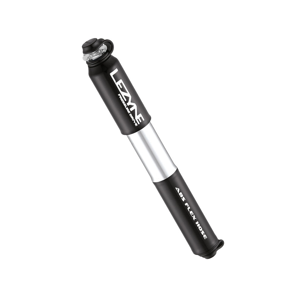 Lezyne Pressure Drive S mini bike pump in black with silver accent band