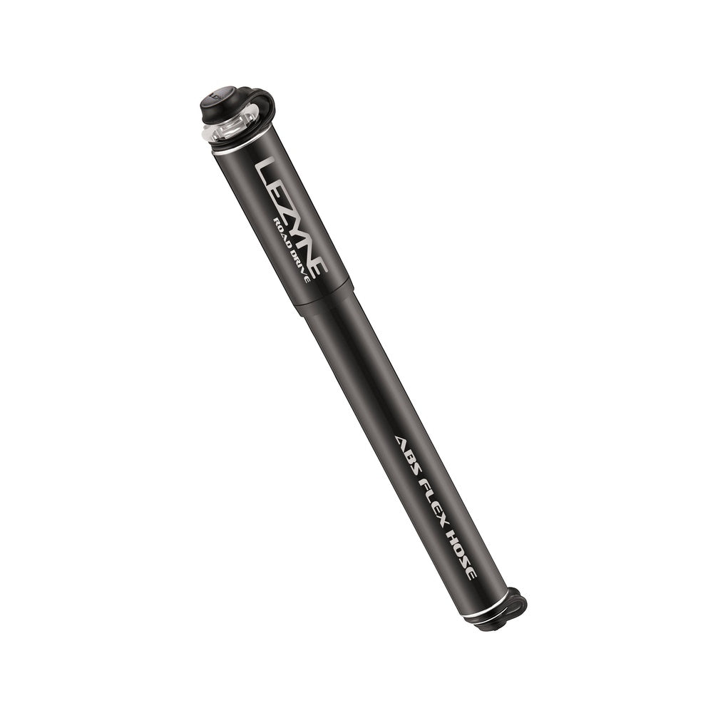 Lezyne Road Drive bicycle pump in matte black finish on white background