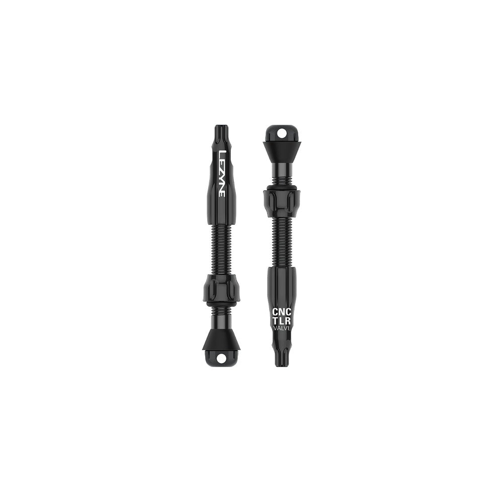 Lezyne CNC TLR valve pro tubeless bicycle valve stems in black anodized finish