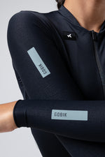 Gobik Avalon long sleeve cycling jersey in ink black with reflective details
