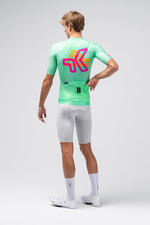Gobik CX Pro 4.0 cycling jersey in Blast colorway, rear view on male model