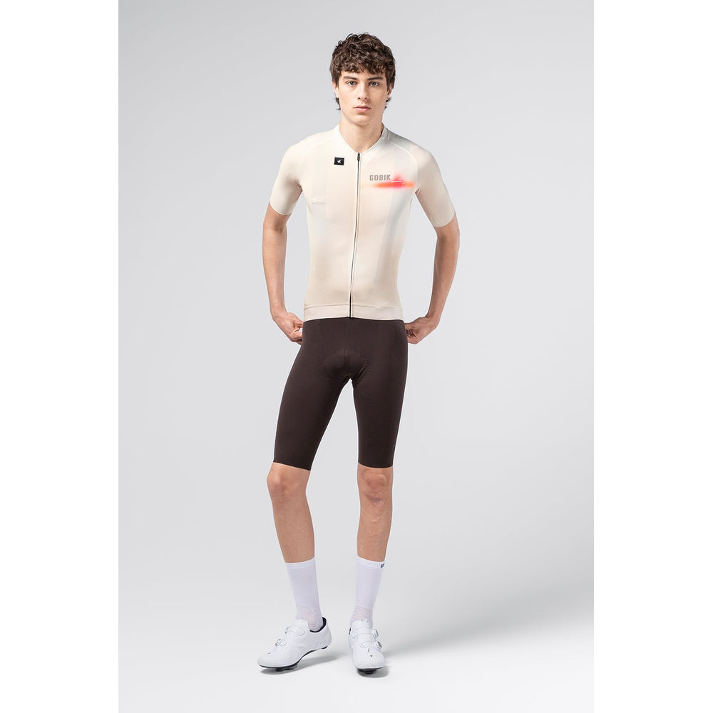 Gobik CX Pro 4.0 men's short sleeve cycling jersey in almond color, front view