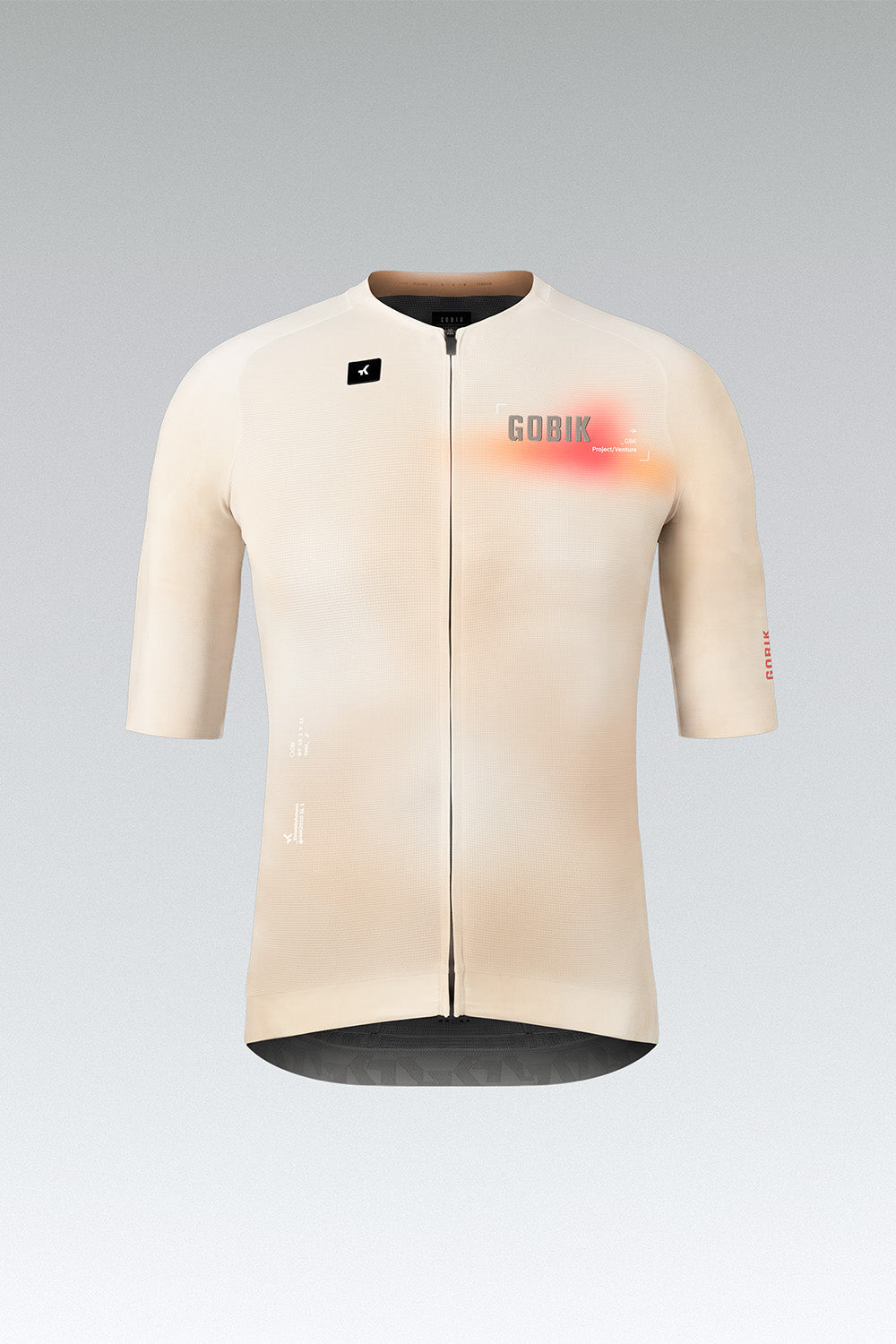 Gobik CX Pro 4.0 short sleeve cycling jersey in almond flat lay front view with graphic details
