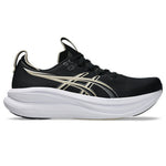 ASICS Gel Nimbus 28 running shoe in black with gold stripes
