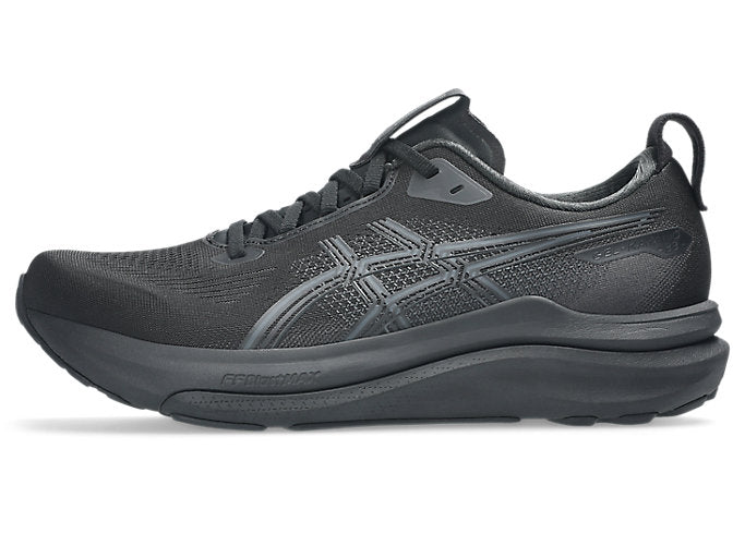 ASICS Gel Kayano 33 running shoe in black colorway side profile view