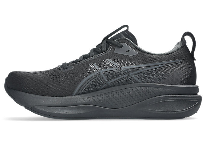 ASICS Gel Kayano 33 running shoe in black colorway on white background