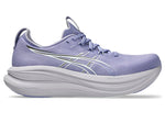 ASICS Gel Nimbus 28 running shoe in dahlia purple and white colorway