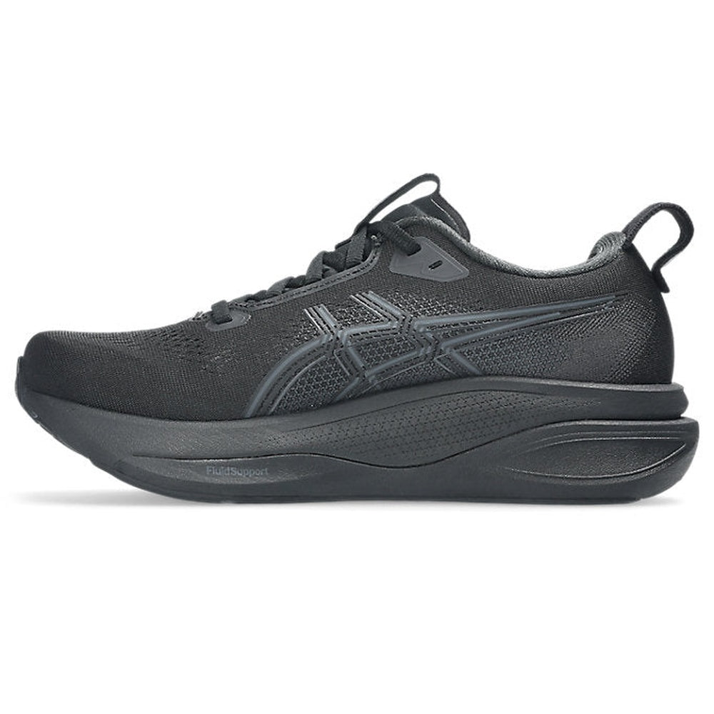 ASICS Gel Kayano 33 running shoe in black colorway side profile view