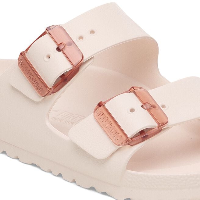 Birkenstock Arizona EVA sandal in light rose with translucent pink stealth buckles