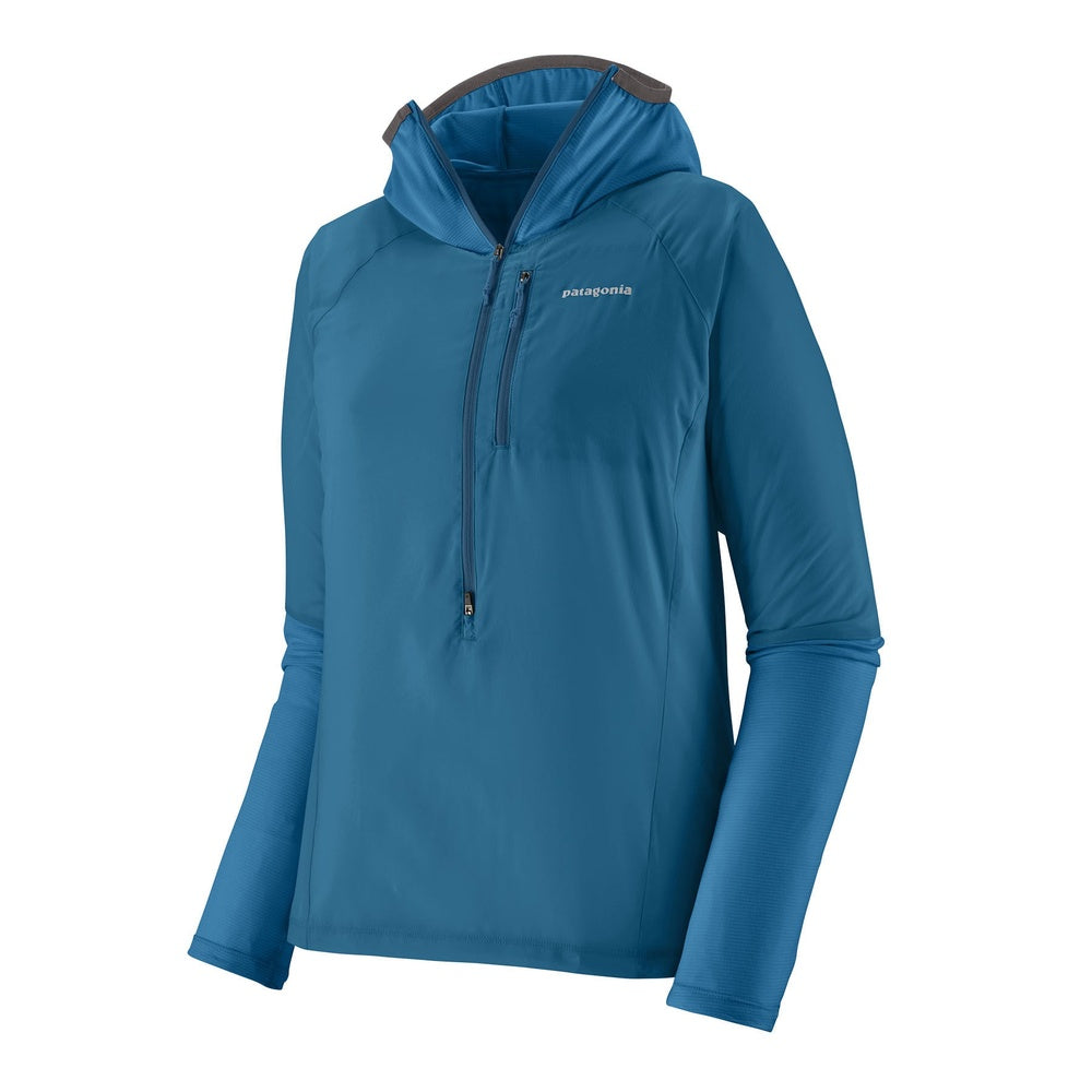 Patagonia Airshed Pro Pullover hoodie in Aquatic Blue with half-zip closure