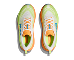 Hoka Skyflow men's running shoes pair top-down view showing Frost Solar Flare colorway