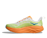 Hoka Skyflow men's running shoe medial side view in Frost Solar Flare colorway on white background