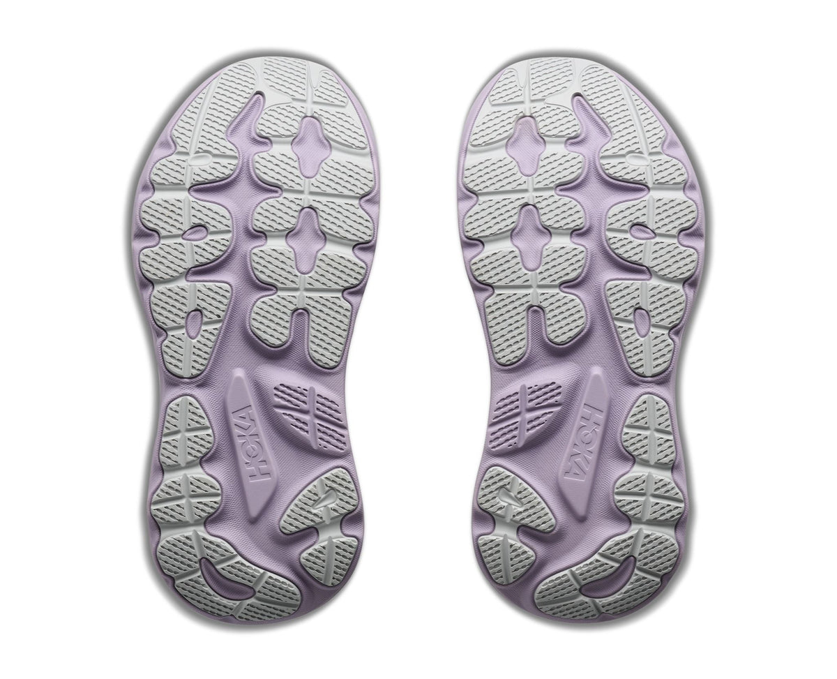 Hoka Gaviota 6 women's shoe outsole view showing lavender midsole and gray rubber traction pattern