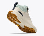 HOKA Transport Hike GTX mid-top hiking shoe in Alabaster and Glimmering Blue with Vibram outsole