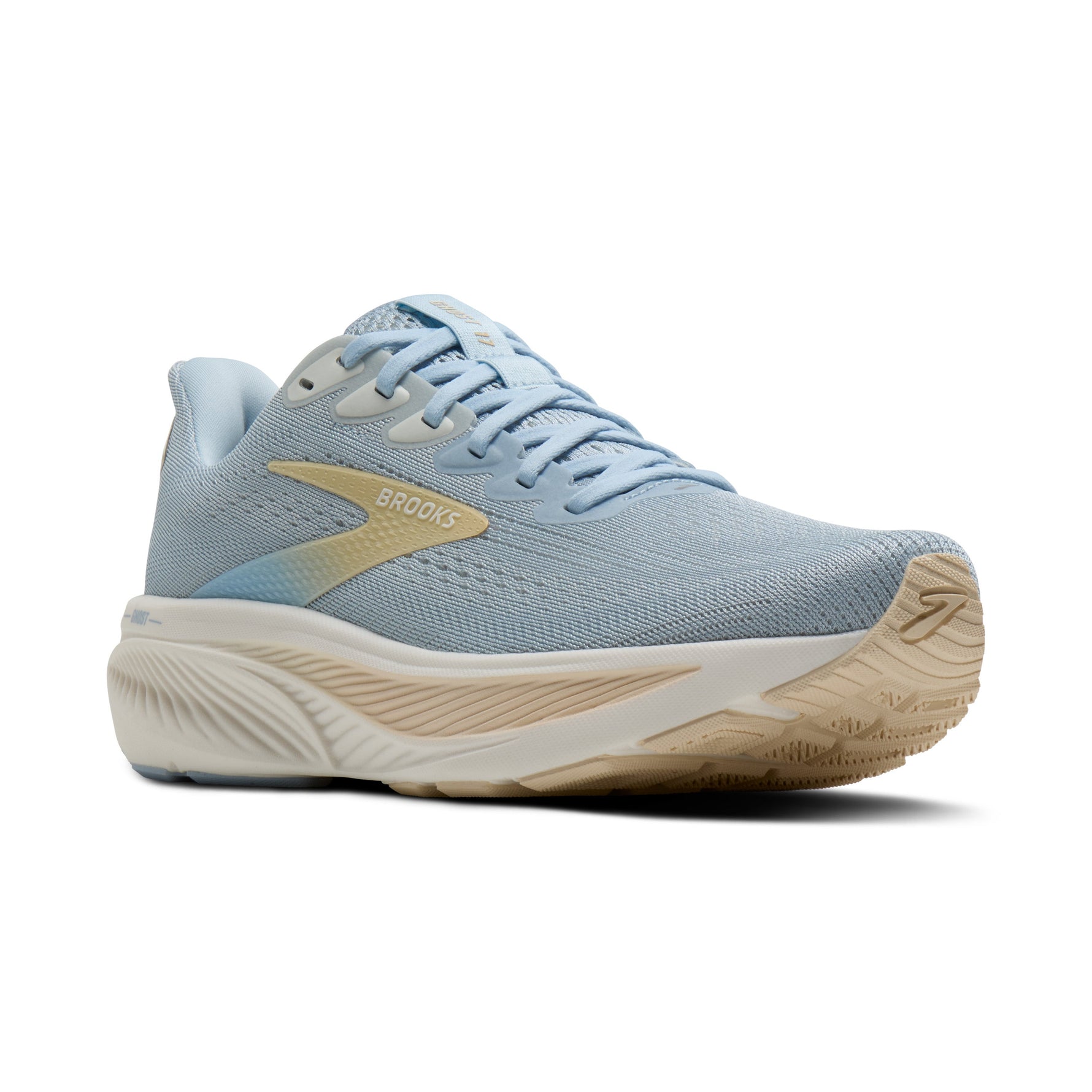 Brooks Ghost 17 Women's running shoe in Skyway blue with coconut and sand accents
