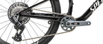 Specialized Epic 9 Expert drivetrain detail showing SRAM GX crankset and rear derailleur on gloss carbon frame