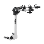 Thule Helium Pro 3-bike hitch rack in silver aluminum with black cradle arms