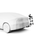 Thule Helium Pro 3 bike hitch rack mounted on rear of white sedan car
