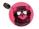Electra bicycle bell in hot pink with cool cat wearing sunglasses design