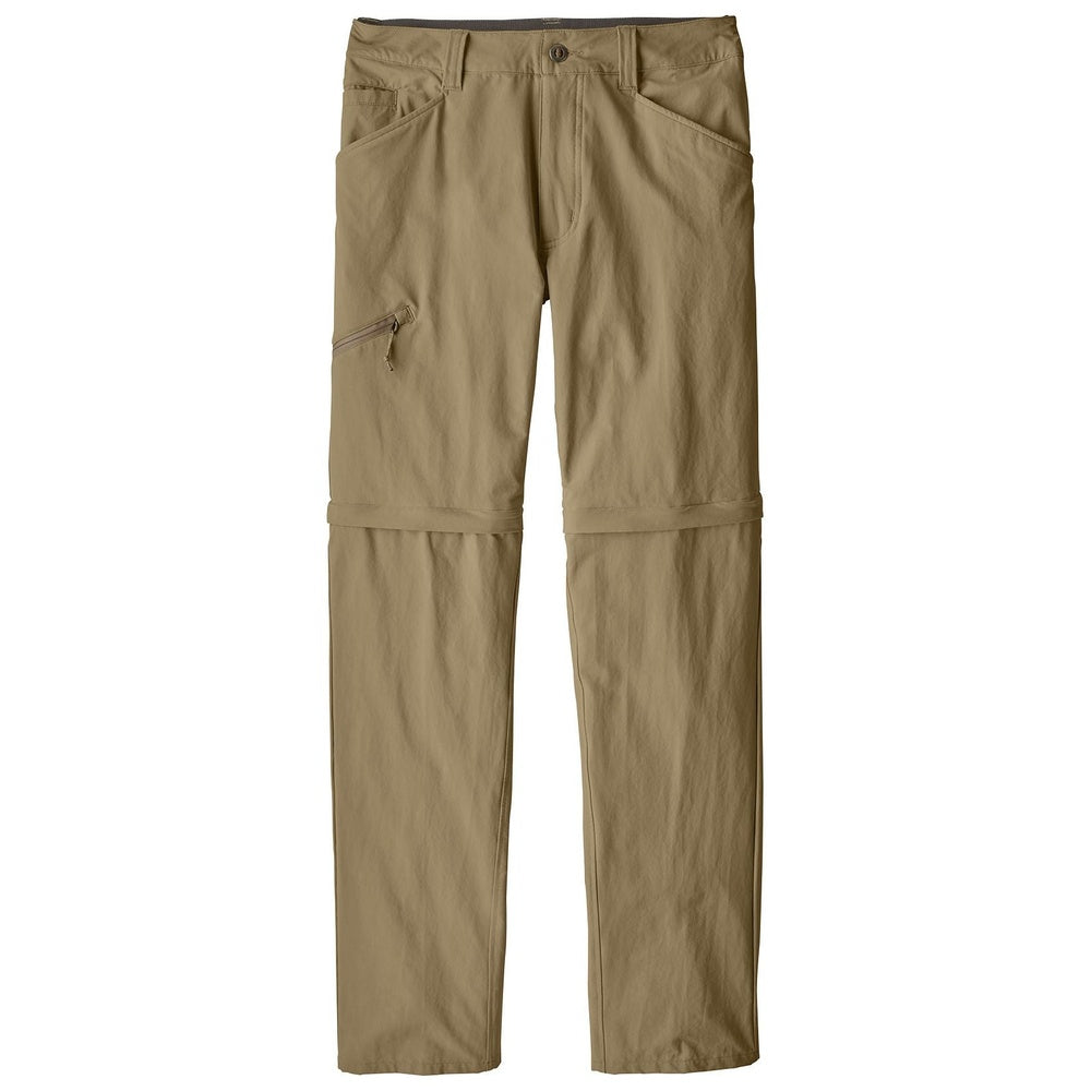 Patagonia Quandary convertible pants in khaki with zip-off legs on white background
