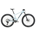 Scott Spark RC Pro full-suspension mountain bike in azure white with Maxxis tires