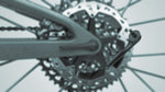 Close-up detail of Scott Spark RC World Cup carbon bike rear cassette and drivetrain components
