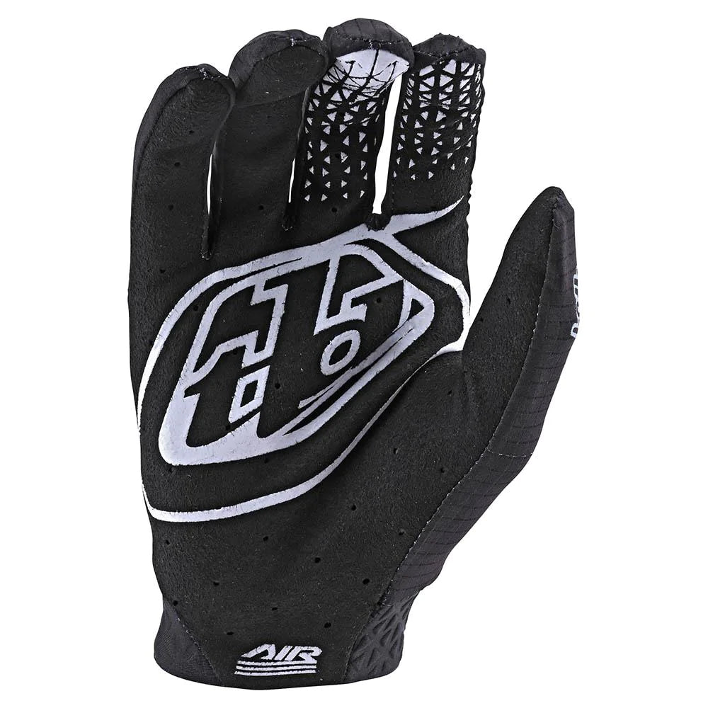 Troy Lee Designs TLD Air black motocross glove with white logo, palm view