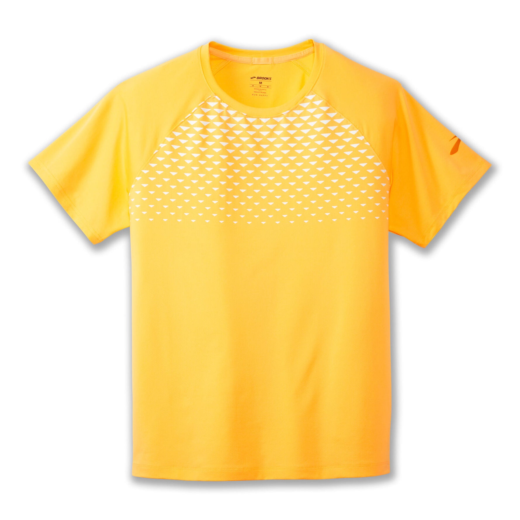 Brooks Atmosphere Men's Short Sleeve running shirt in orange with white triangle chest print