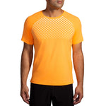 Brooks Atmosphere Short Sleeve men's running shirt in orange with reflective chest print