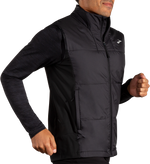 Brooks Shield Hybrid Vest 3.0 in black worn by male model running