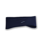Brooks Notch Thermal Headband in navy blue with subtle Brooks logo on white background