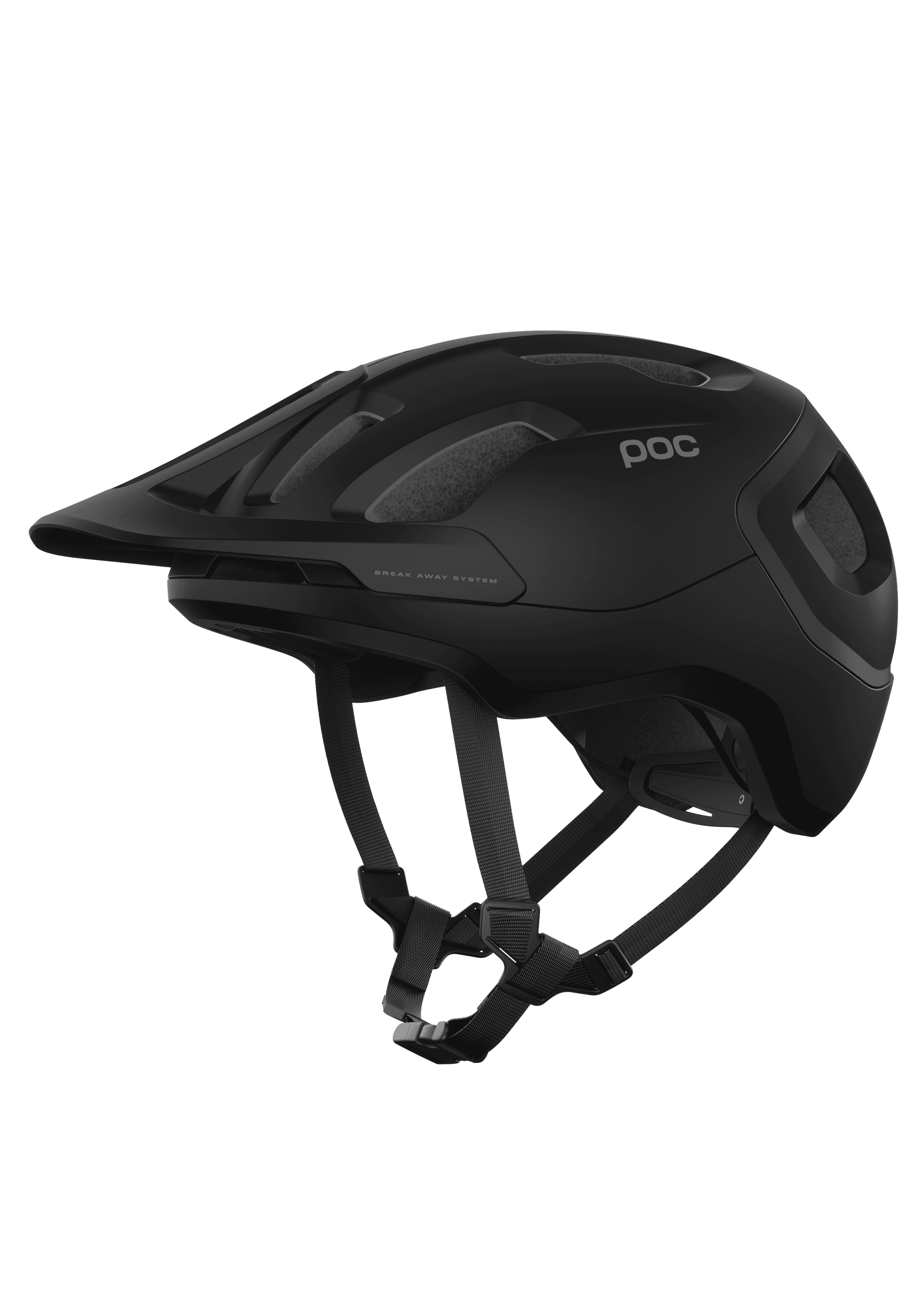 POC Axion Spin mountain bike helmet in matte black with visor and chin strap