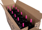 Box of 12 Muc-Off All Weather Lube 120ml bottles with pink applicator tips in retail display box