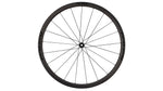 Specialized Roval Terra CLX rear carbon bicycle wheel with black spokes on white background