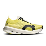 On Cloudboom Strike running shoe in limelight yellow with black logo and white sole