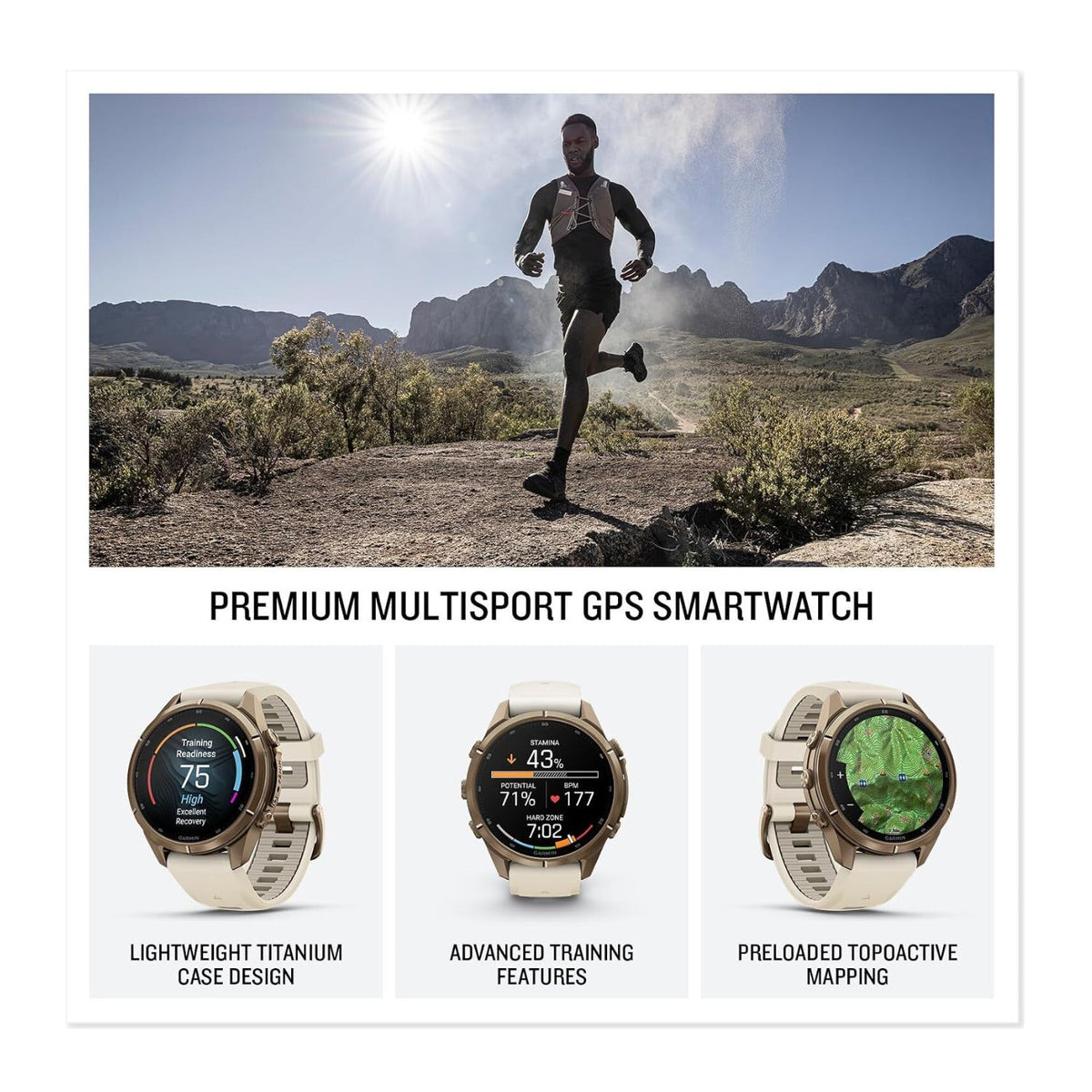 Garmin Fenix 9 Pro multisport GPS smartwatch featuring lightweight titanium case and preloaded mapping