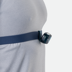 Nathan Luna Fire LED light attached to navy blue chest strap