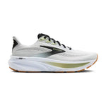 Brooks Ghost 17 men's running shoe in white, black, and tea green colorway