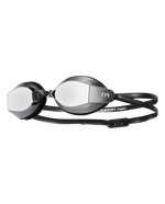 TYR Black Ops 140EV racing goggles with mirrored lenses and black strap
