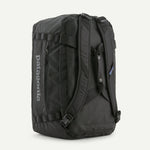 Rear view of Patagonia Black Hole 40L Duffel showing backpack straps in black