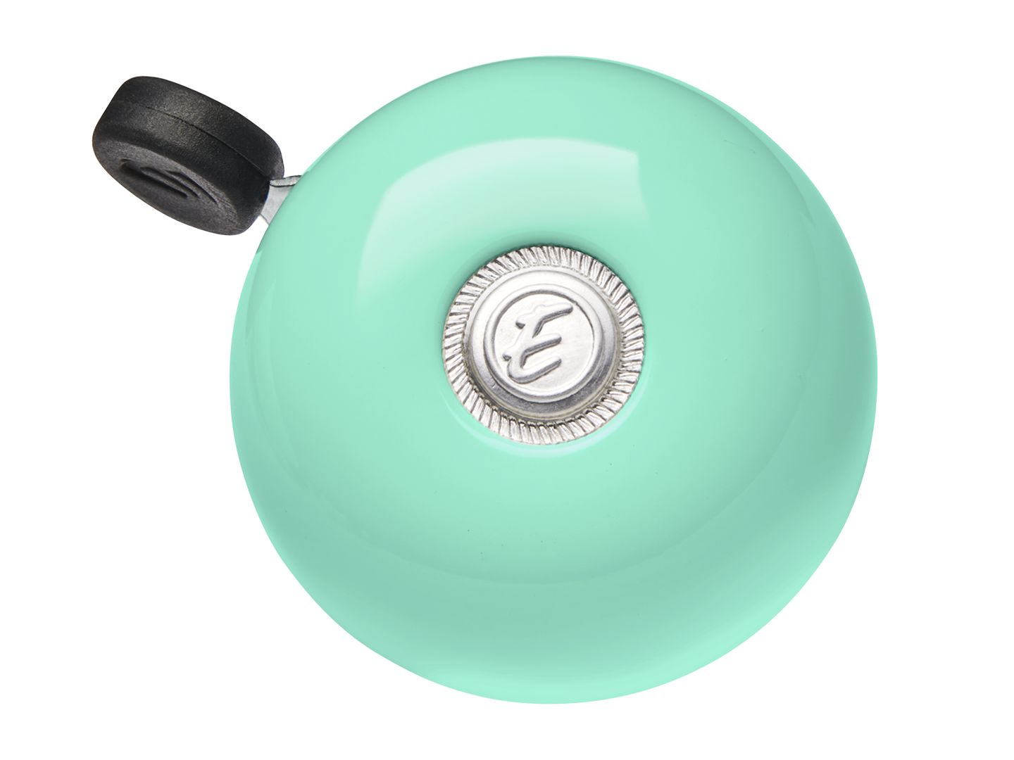 Electra mint green bicycle bell with black striker and chrome center badge