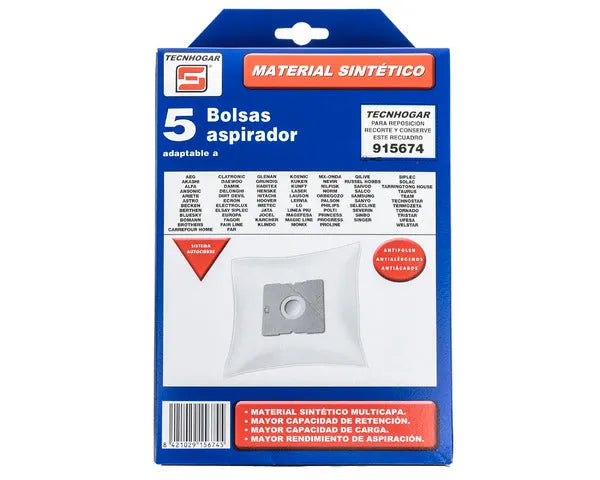 SACCO ASPIRAPOLVERE SINTETICO SOLAC 5 PEZZI