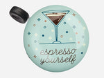 Electra Ringer Bike Bell in mint green with espresso martini design and 'espresso yourself' text
