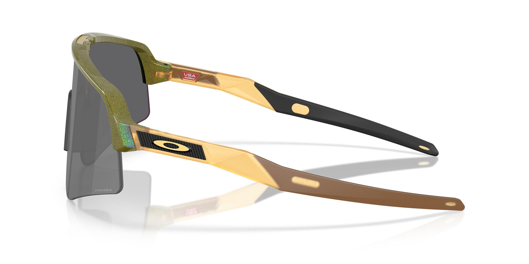 Oakley Sutro Lite Sweep sunglasses in Fern Spacedust with Prizm Black lens, side view