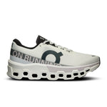 On Cloudmonster 2 running shoe in undyed white colorway with distinctive cloud sole