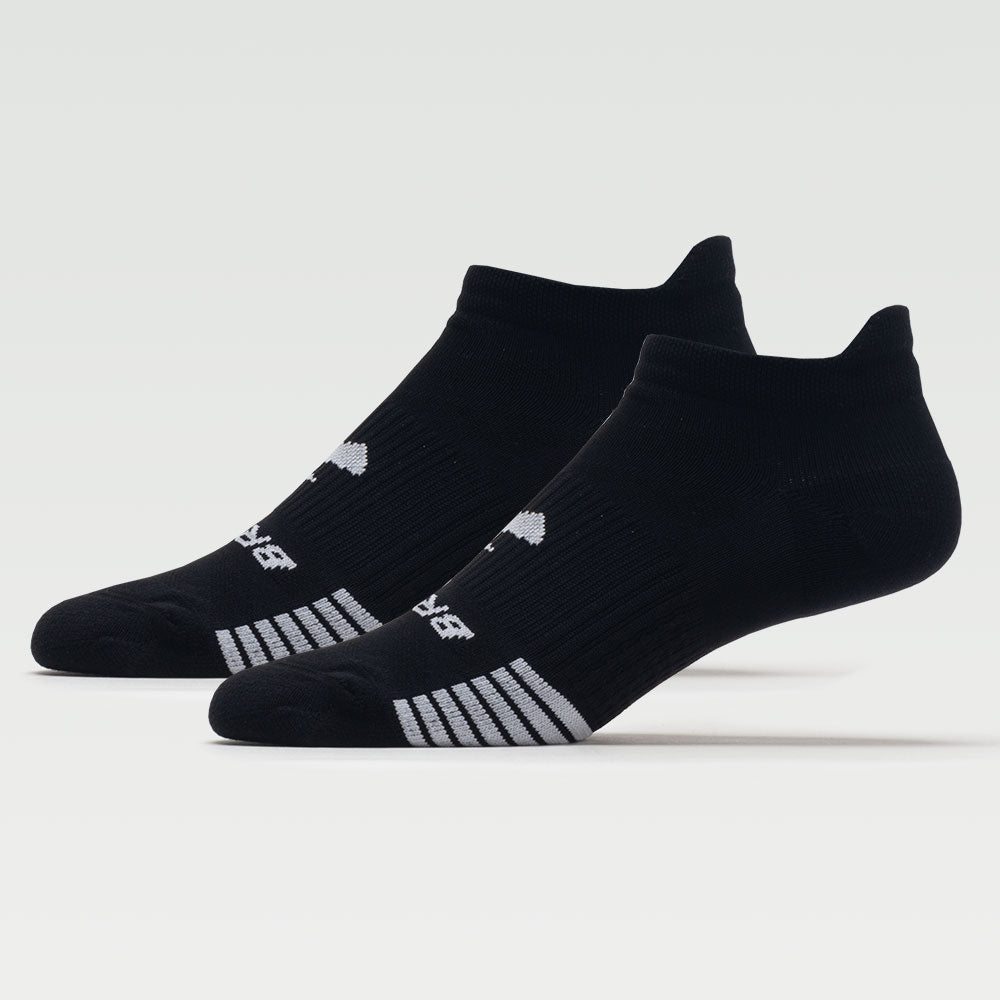 Brooks Ghost Lite No Show black ankle socks pair with white logo detail